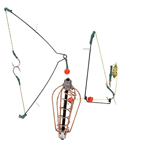 Isca de pesca, gaiola de isca de pesca, portátil, anticorrosão, cobre, com ganchos para pesca – 30 g