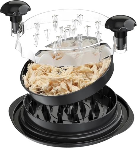 Chicken Shredder Tool Twist Large 10.8- Chicken Breast Shreddar with Brush & Removable Tray -Meat Shredder tool twist Machine, Anti-Slip Grip, Ergonomic Handle, BPA-Free