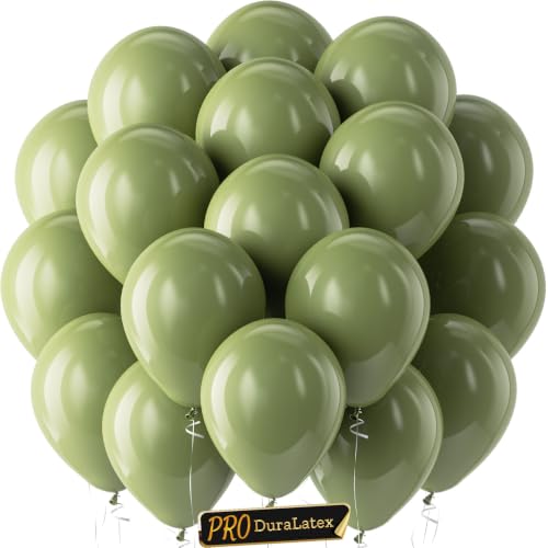 Image of Bezente Pro Duralatex Sage Green Extra-Thick Balloons 120 Pack 10 inch | Olive Green Balloons for St. Patrick's Day Woodland Birthday Bridal Shower Graduation Safari Jungle Party Decorations