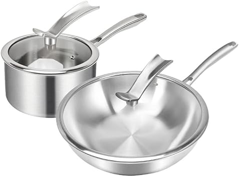 316 Stainless Steel Pot Set Household Kitchen Non-stick Frying Pan + Milk Combination Utensils