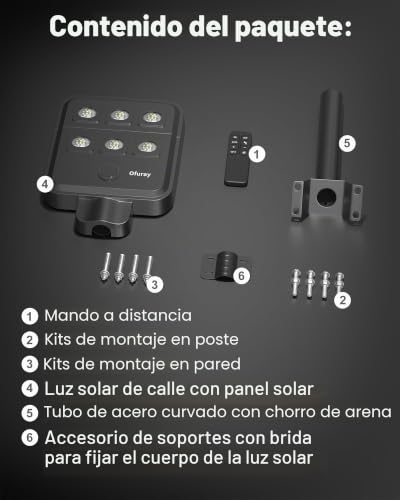 Focos led exterior solares Ofuray de 6500K impermeables IP67 con batería de 18,000 mAh 6