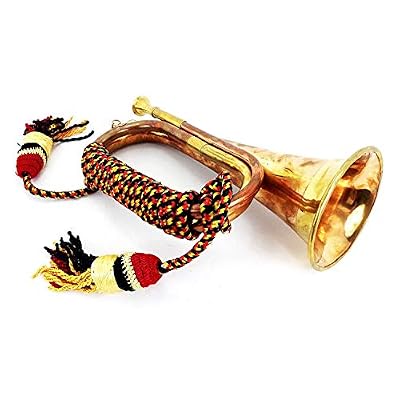Boy Scout Brass and Copper Blowing Bugle Attack War Command Signal Horn 10.6 Inch with Beautiful Colourful Rope Binding