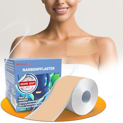 Schutzblick Premium Narbenpflaster - Silikonpflaster für Narben 4x300cm Rolle - Silikon Narbenflaster zur Narbenpflege nach Kaiserschnitt Operationen Verbrennungen oder Akne - scar tape