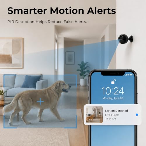 4K Hidden Camera, Mini WiFi Nanny Cam with Motion Detection & Night Vision (Black) | Spy Cam Indoor for Baby Pets Security with App Control - Image 3