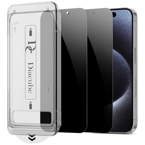 Protecteur d'écran de confidentialité iPhone 15 Pro verre trempé incassable 9H lot de 2