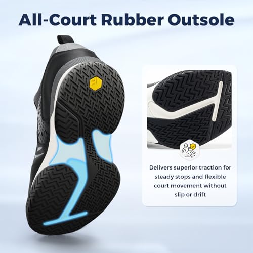 Image of FitVille Men's Wide Pickleball Shoes Non-Slip Court Tennis Sneakers for Men | TPU Torsion Stability, Archcore Energy Return Insole, Wide Toe Box, EVA Cushion, Breathable Mesh, Ankle Support for All Court