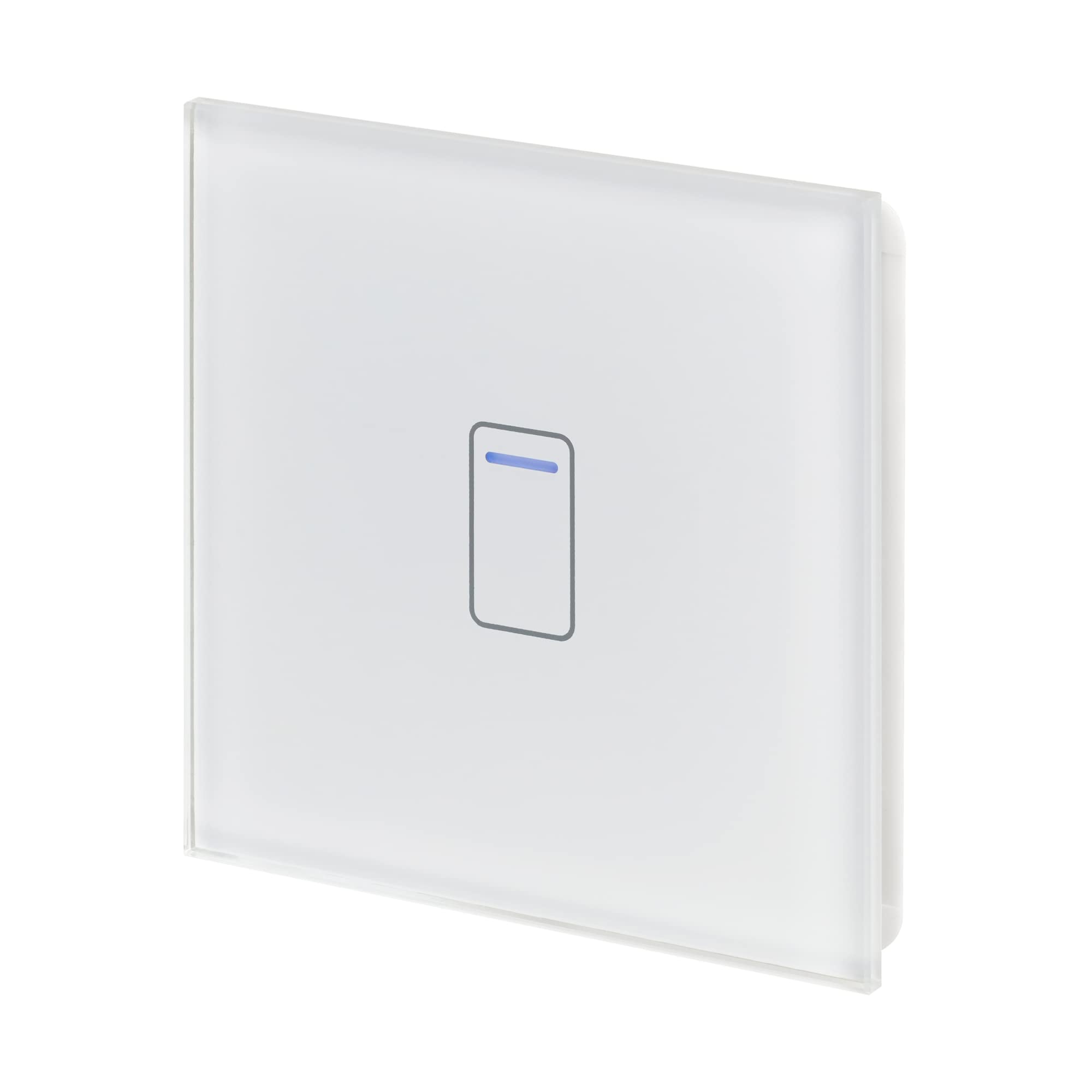 RetrotouchCrystal Touch Switch | LED Light Indicator | 1 Gang 2 Way 300W | Stylish White Glass Finish | Screwless Front | 35mm Back Box No-Neutral Required | Luxury Home & Bathroom Light Switches