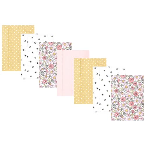 Image of Hudson Baby Unisex Baby Flannel Burp Cloth 7pk, Pink Yellow Pretty Floral, One Size
