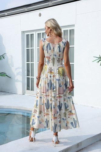Image of OSTOO Women's 2026 Summer Boho Floral Print Tiered Casual Flowy Long Maxi Dress