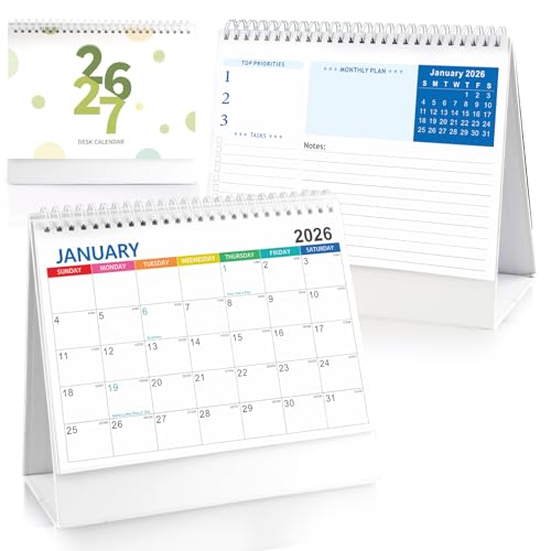 Desk Calendar 2026 uk Runs Jan-June 2027 Academic Desktop Calendar 2026 Desk Calender Monthly Standing Flip Desk Calendar Small for Family Planner Diary Starts on Sunday bigger A5