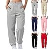 Sweatpants Women Baggy Stretchy Criss Cross High Waist Athletic Joggers Straight Legs Casual Fall Winter Pants Gray
