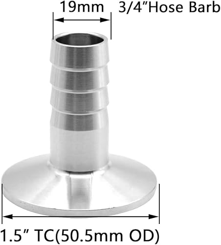 Miniatura 9 de Accesorio sanitario de 1.5 pulgadas con abrazadera triple a manguera de 1.5 pulgadas, accesorio de púas de manguera sanitaria de acero inoxidable