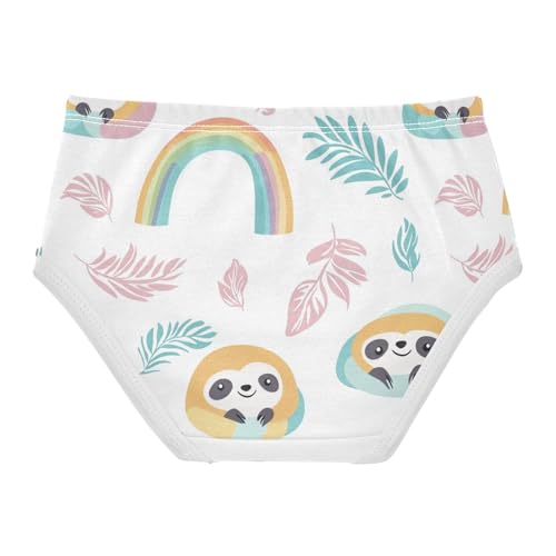 Wusikd Cute Sloth Girls' Underwear Cotton Rainbows Leaves Girls Briefs Soft Toddler Underwear 2T2