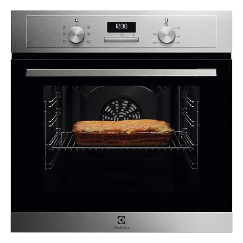 Electrolux EOH3H00BX Horno Integrable Multifunción, 7 Funciones, Gran Capacidad, Display LED Blanco, Mandos Fijos, Puerta 2 Cristales, INOX Antihuellas, Clase A