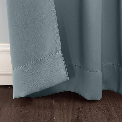 Image of THE LINEN COMPANY Premium Back Loop Curtains for Windows | Blackout Room Darkening Curtains | Thermal Insulated Drapes Set of 2 Panels for Modern Home Decor - Grey, 6.5 Feet