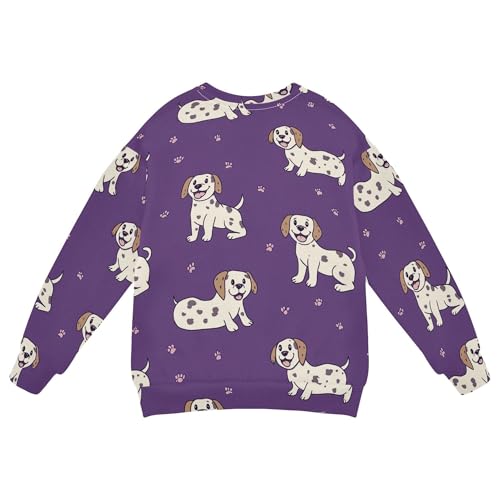 JUNZAN Cartoon Dogs Flowers Purple Big Boys Pullover Hoodie Fleece Kids Pullover Hoodie Athletic 4T2