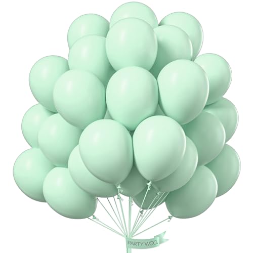 Image of PartyWoo Light Green Balloons 50pcs Mint Pastel Peppermin Green Color