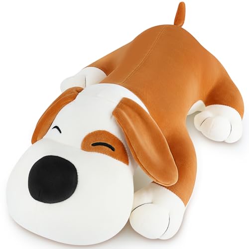 Dog Plush Pillow Cute Puppy Plush Stuffed Animal Pillow, Soft Stuffed Dog Sleeping Hugging Plush Pillow Stuffed Toy Cuddly Puppy Doll Toy Fluffy Toys for Kids Adults, Christmas, Birthday(Brown, 50cm)