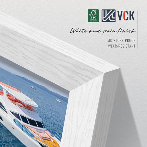 Image of VCK 16x24 Picture Frame 5 Pack, White Exclusive Wood, 12x18 Mat, for Print