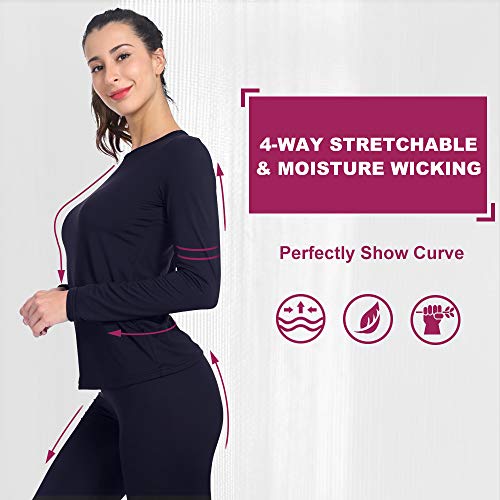 Hanes Women's Sport Cool Dri Performance Long Sleeve V-Neck Tee, Black Heather, X Large