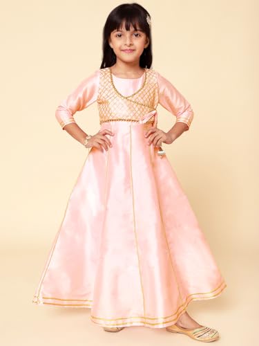Image of A.T.U.N. (ALL THINGS UBER NICE) Girls Woven Design Gota Jacket Maxi Anarkali Gown