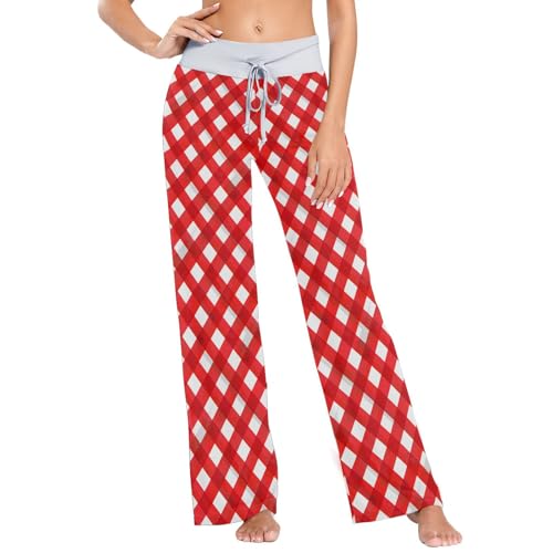 Pantalon pyjama femme doux été bas vêtement de nuit à carreaux
