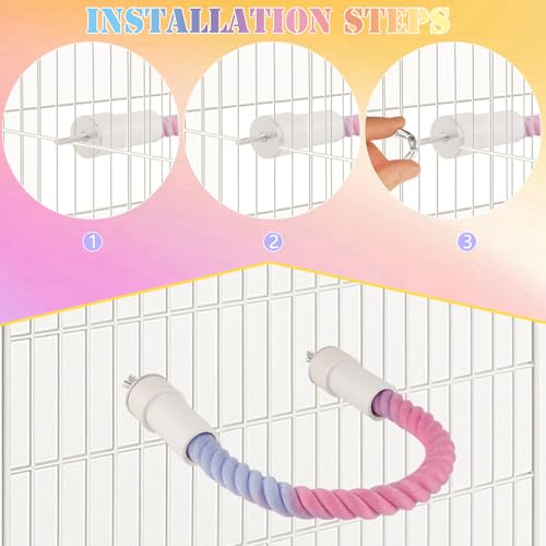 Image of 4Pcs Rope Perches for Bird Cages, Bendable Climbing Rope Cage Accessory Toy, Perfect for Parrots Cockatiels & Budgies, BirdToys, Swings & Ladders for Medium Birds