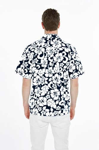 Image of Matchable Couple Hawaiian Luau Men Shirt or Women Tank Dress in Classic Vintage Hibiscus