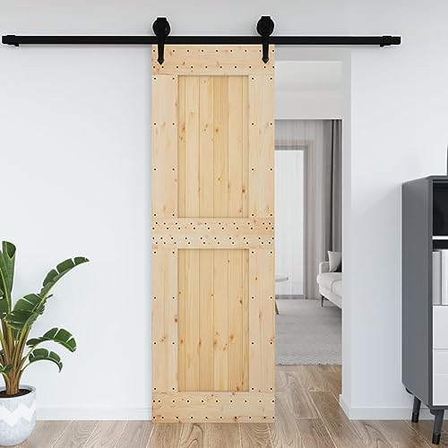 Annlera Porta scorrevole da interno, porta per fienile, porta scorrevole in legno, mobile per ingresso, porta in massiccio legno di pino per camera da letto, cucina, fienile, garage, ecc. Design