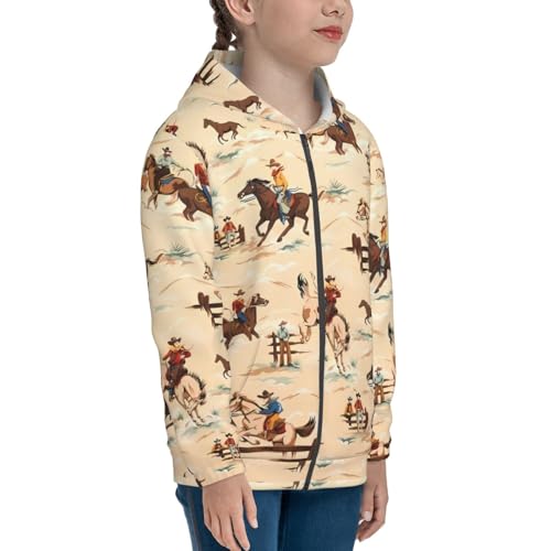 Western Cowboy 1 Kids Pullover Hoodies Boys Zip Up Sweatshirts Girls Athletic Clothes with Pocket4