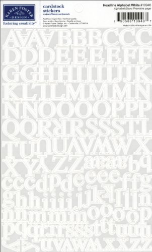 Karen Foster Design Scrapbook Headline Alphabet Stickers, White, 1 sheet