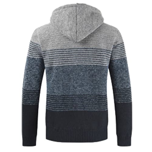 Image of Kinkia Men's Zip Up Hoodies Casual Long Sleeve Full Zipper Sherpa Fleece Lined Knit Cardigan Sweater Jacket with Pockets