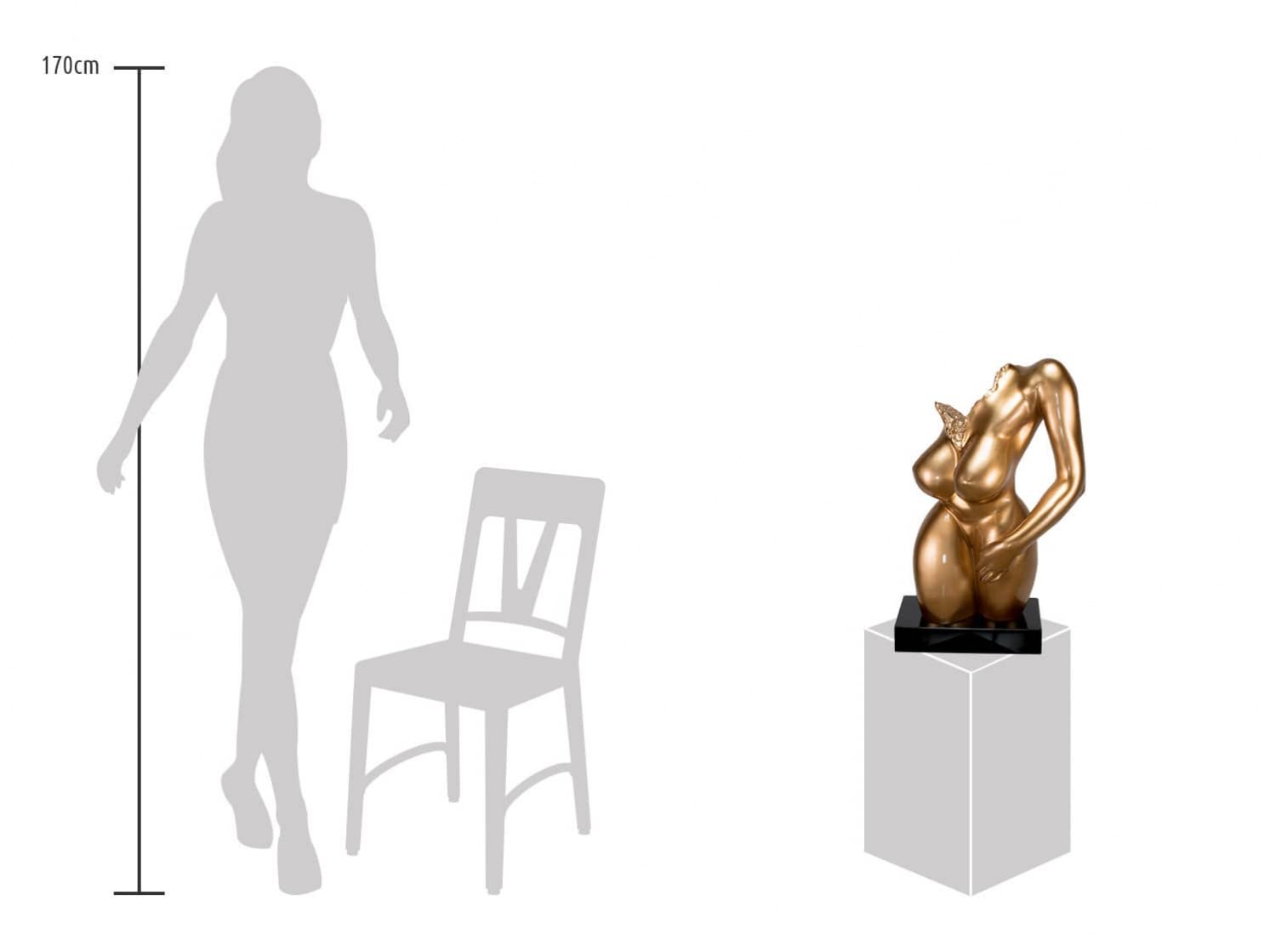 KunstLoft Skulptur modern | 100% HANDGEFERTIGT | 34x60x24cm | Kunststein Statue 'Spiritual Entrance' | Menschen | Gold Schwarz | Deko Figur Wohnzimmer