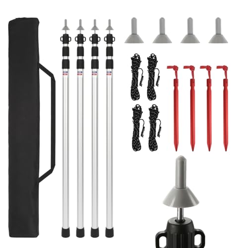Jayseuw Zeltstange Teleskopstange für Zelte Zeltstangen Aluminiumlegierung Höhenverstellbar Höhe 87234 cm für Camping Trekking & Outdoor Zelt Tarp Sonnensegel Plane & Wetterschutz