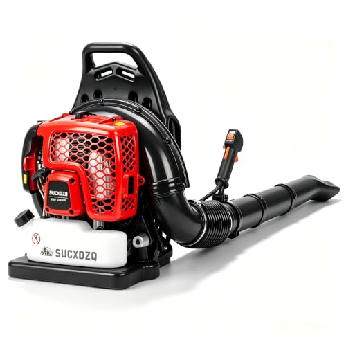 EIDOWA 63CC Gas Backpack Leaf Blower – 665 CFM, 205 MPH, Commercial-Grade Gas Blower for Landscaping, Snow Removal, and Heavy-Duty Yard Work – Lightweight, Quiet for Residential Areas (Red)