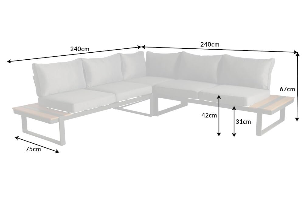 Riess Ambiente Große Garten Sitzgruppe Set Tampa Lounge 240cm grau Outdoor Sofa Wetterfest inkl. Kissen Gartenlounge