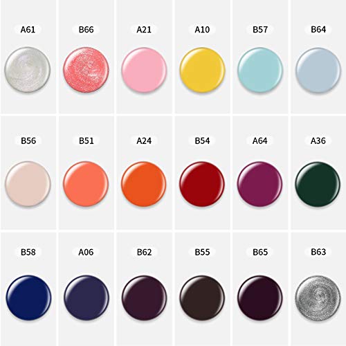 TOMICCA 18 kleuren gel nagellak, 6ml kleur gel met basis en top coat gel Polish set, glanzend naakt en glitter UV… - Afbeelding 3
