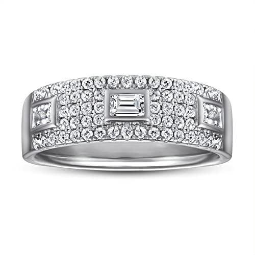 Bague large argent femme avec oxydes de zirconium : l'alliance de votre mariage
