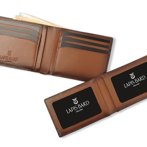 Image of LAPIS BARD Unisex Leather Ducorium Bi Fold Evening Wallet with Additional Sleeve Cognac, Brown