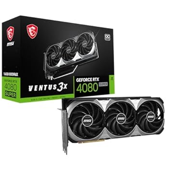MSI Placa gráfica Gaming RTX 4080 Super 16G Ventus 3X OC (NVIDIA RTX 4080 Super, 256 bits, Boost Clock: 2595 MHz, 16GB GDRR6X 23 Gbps, HDMI/DP, Arquitetura Ada Lovelace)