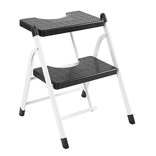 Preisvergleich Produktbild Trittleiter, Klapptritt Haushaltsleiter Mehrzweckleiter Klapptrittleiter Mini Leiter mit 2 Stufen, Schwerlast Anti-Rutsch Tritthocker für Haus Geschäft und Lager, Belastbar bis.120kg / Schichtn