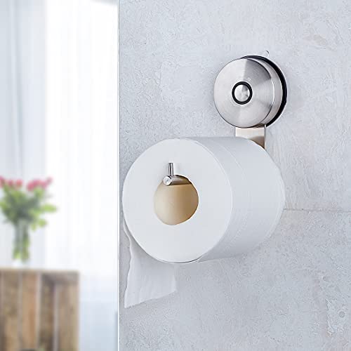 Jomola Vacuum Toilet Paper Holder Suction Cup Removable Bathroom Tissue Paper Roll Holder Drill Free Stainless Steel Brushed #TOP2
