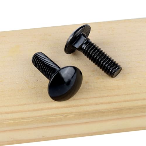 Image of 5 /16-18 x 2-1 /2 inch Carriage Bolts Screws Black Finish, Round Head Square Neck, 304 Stainless Steel 18-8, UNC Full Machine Coarse Thread, 10Pcs