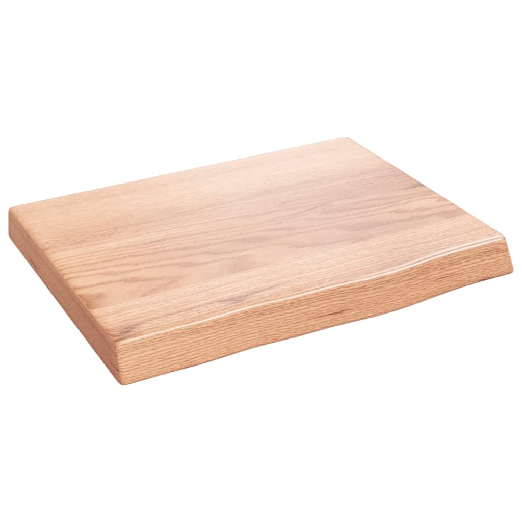 vidaXLSolid Oak Wood Bathroom Countertop - Handmade, Light Brown Vanity Top with Live Edge - Can be used for Multiple Applications