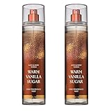 Bath & Body Works Warm Vanilla Sugar Fine Fragrance Mist, Body Spray & Perfume for Women, Long-Lasting Personal Fragrance, Sparkling Sugar and Sweet Vanilla Scent, 8 fl oz - 2 Pack