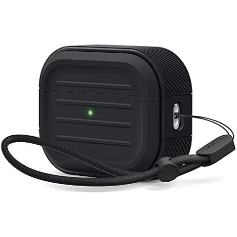 elago Armor Case Compatible with AirPods Pro 2nd Generation Case Cover - Compatible with AirPods Pro 2 Case, Lanyard Included, Supports Wireless Charging, Shock Resistant, Full Protection (Black) Cover