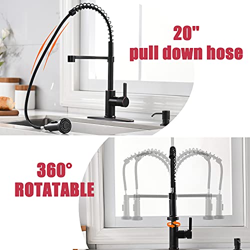 Appaso 18” Tall Kitchen Faucet With Pull Down Sprayer Oil Rubbed Bronze - Commercial High Arc Tall Modern Single Handle Spring Put Out Kitchen Sink Faucet With With Soap Dispenser #TOP4