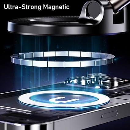 Image of Magnetic Phone Holder with Vacuum Suction Cup Strong 360 Adjustable Swivel Stand for Car Dashboard, Mirror, Kitchen, Gym & Smooth Surfaces Upgraded Locking Mount (Design 2)