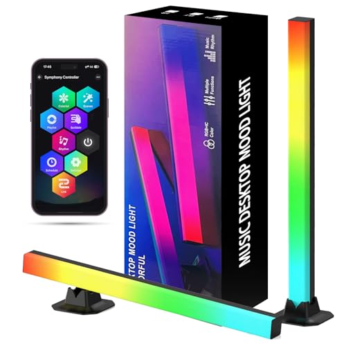 LED Light Bar RGB [Pack of 2], Gaming Lamp TV Backlight, USB Powered Ambient Light Bars 42 cm Sync with Music App Control, Ambient Lamp with Remote Control for Gaming, PC, TV, Room Decoration