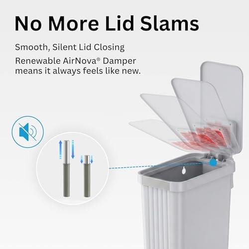 Image of iTouchless 13.2 Gallon / 50 Liter Dog Poop Trash Can with Lid & AbsorbX Odor Filter, Indoor & Outdoor Rust-Proof Pet Waste Bin, Soft-Close Step Pedal, Large Capacity Recycle Bin, Matte Soft Gray